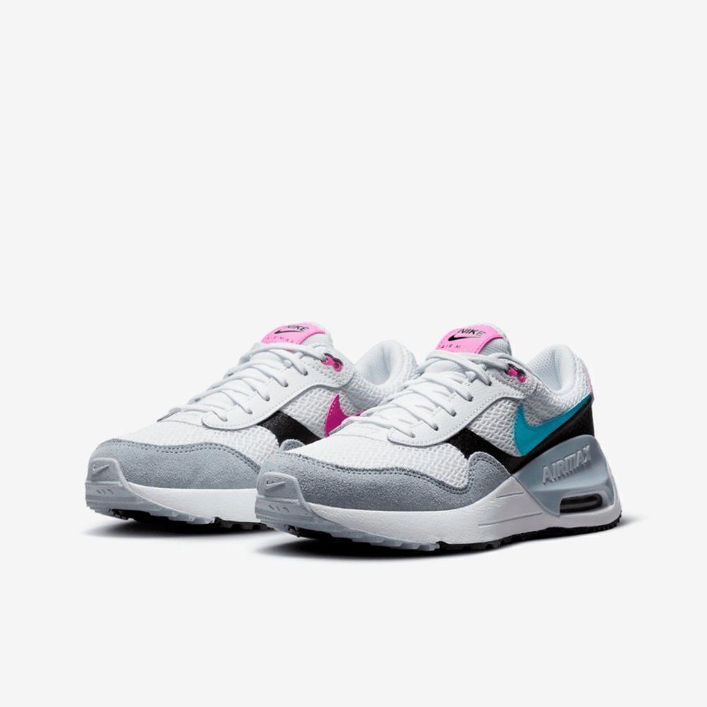 Nike Big Kids Air Max System White Blue Lightning Pink Running Sneakers Size 7Y